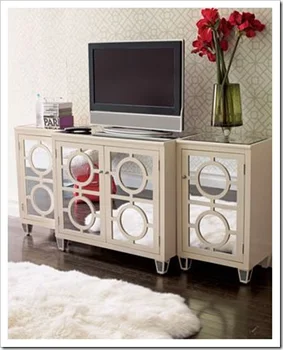 Mirrored Circled Door Chest For Living Room Cabinet Furniture