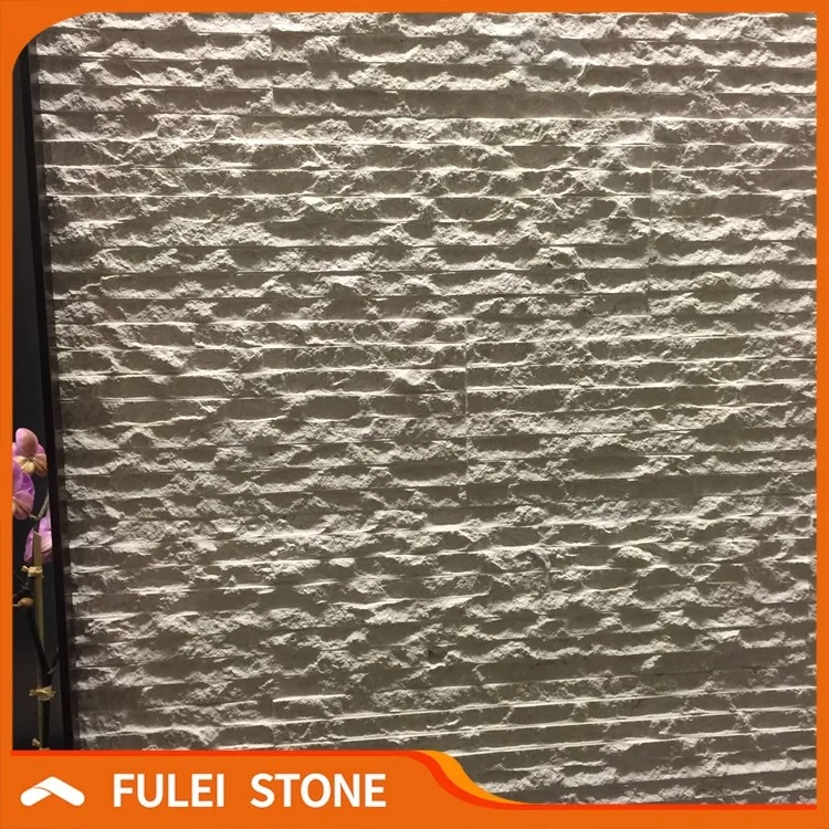 Chiselled surface interior white limestone cladding tile