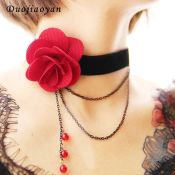 red and black choker