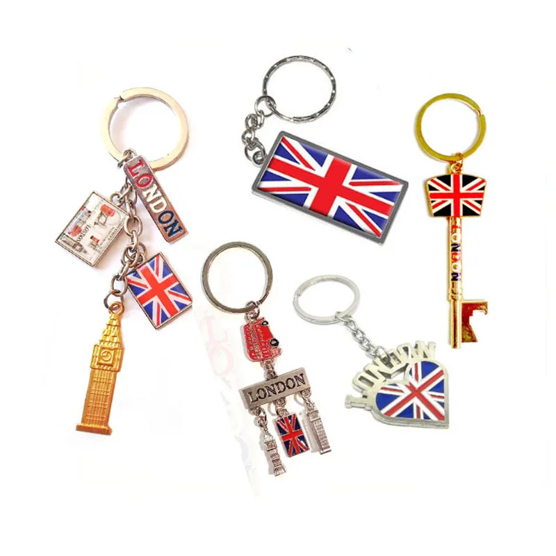 NEW RUSSIA 4 DIFFERENT SHAPE COUNTRY FLAG  METAL KEYCHAIN .