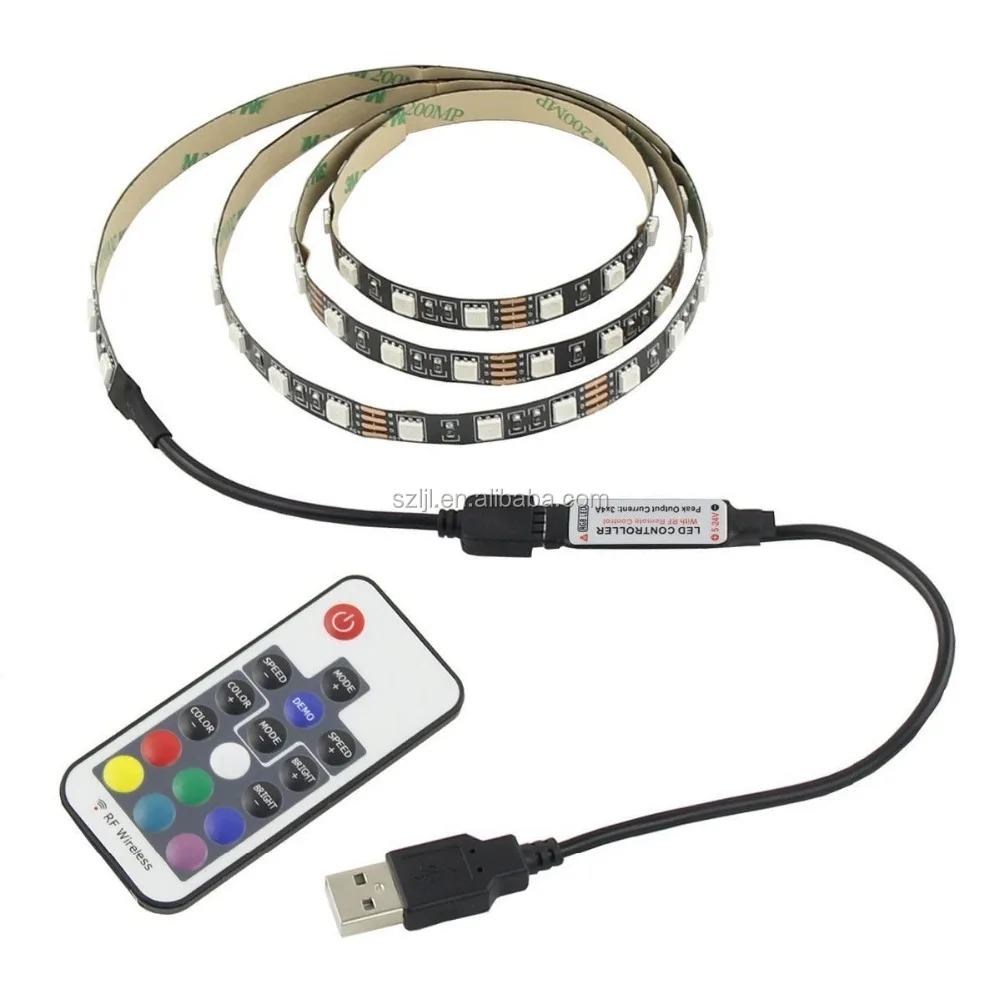 1.6ft 50cm USB 5V SMD5050 60leds/m RGB TV Background Lights LED Strip with Wireless Remote Controller