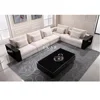 Comfy Linen Cream White Couch Wide 7 Seater Sofa With Wooden Armrest