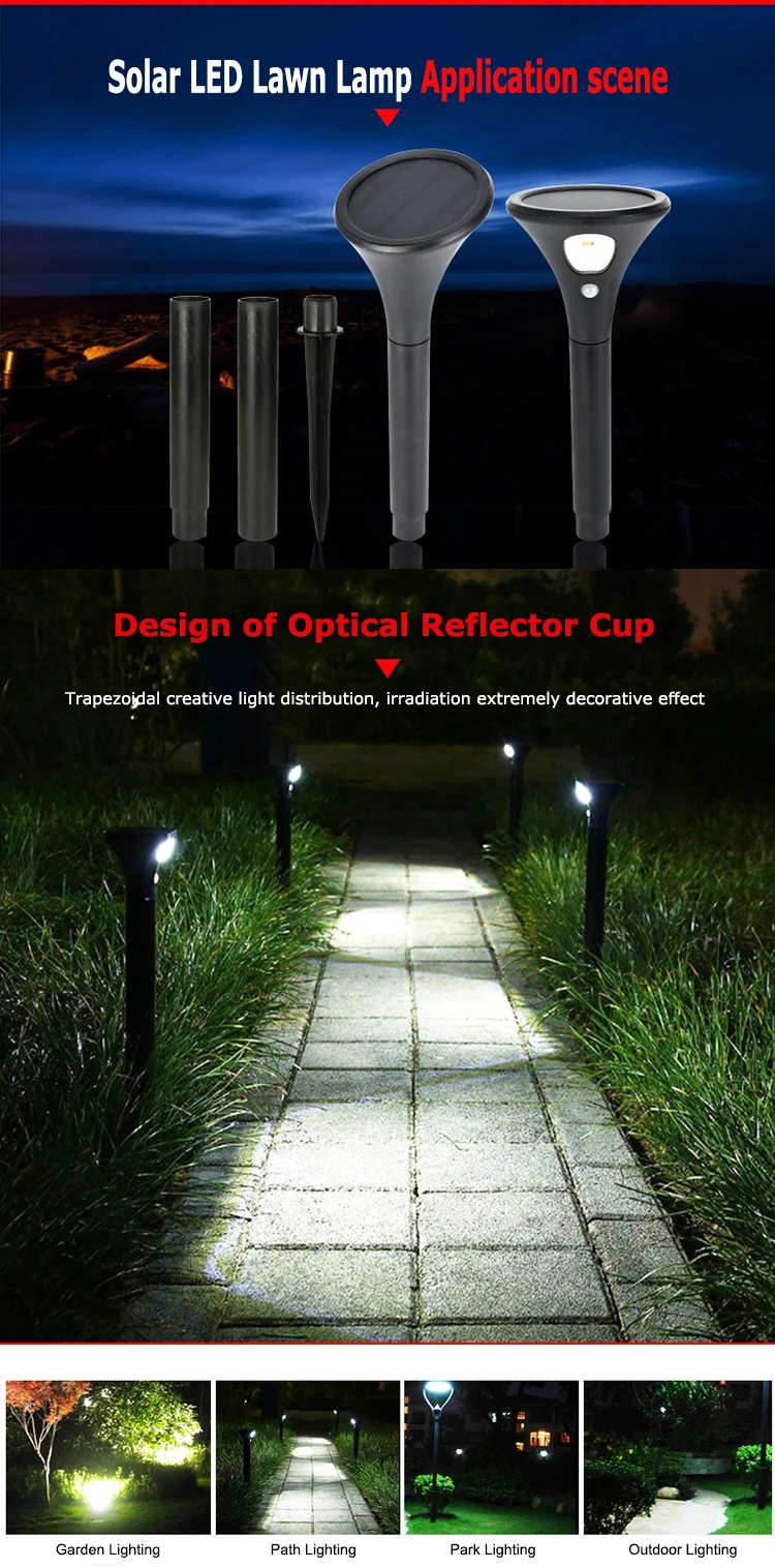 Outdoor IP65 ABS motion sensor solar lights solar path lights solar pathway lights