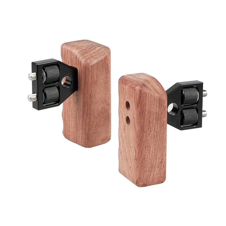 Camvate 2pcs Dslr Wooden Handle Grip With Connector For Dv Video Camera