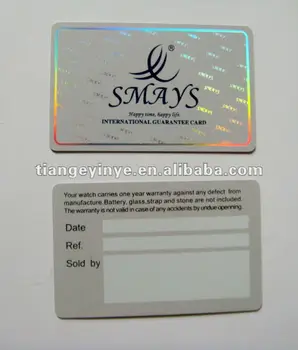 International Guarantee Card - Buy Guarantee Card,Plastic Card,Pvc Card ...