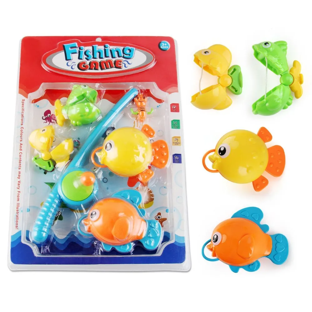 Rod And Reel Fishing Fun Bathtub Bath Toy Set For Kids With Fish And