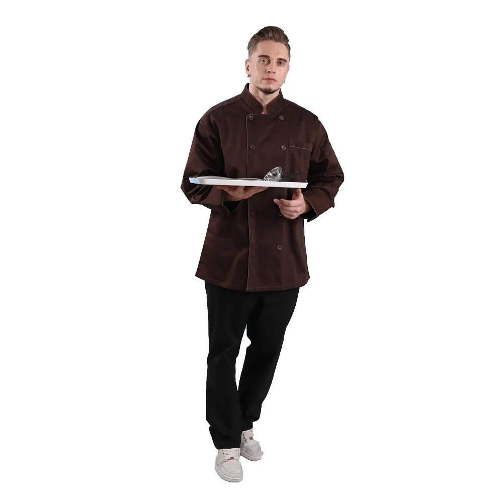 Italian Polyester Cotton Chef Uniform Comfortable And Easy Long Sleeve Hotel Bar Chef Uniforms
