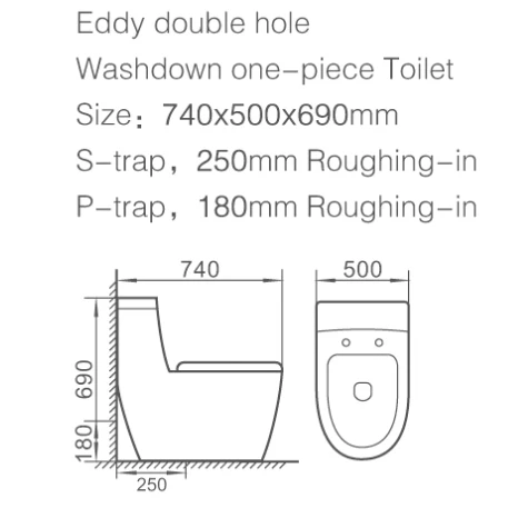 China factory direct top quality Modern Standard Size siphon one piece ceramic toilet wc