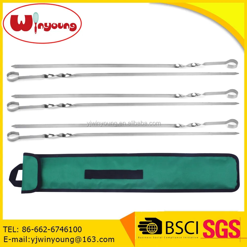 Skewers 50CM—Stainless Steel Flat Sturdy Barbecue BBQ Kebab Kabob •Pack of 10•
