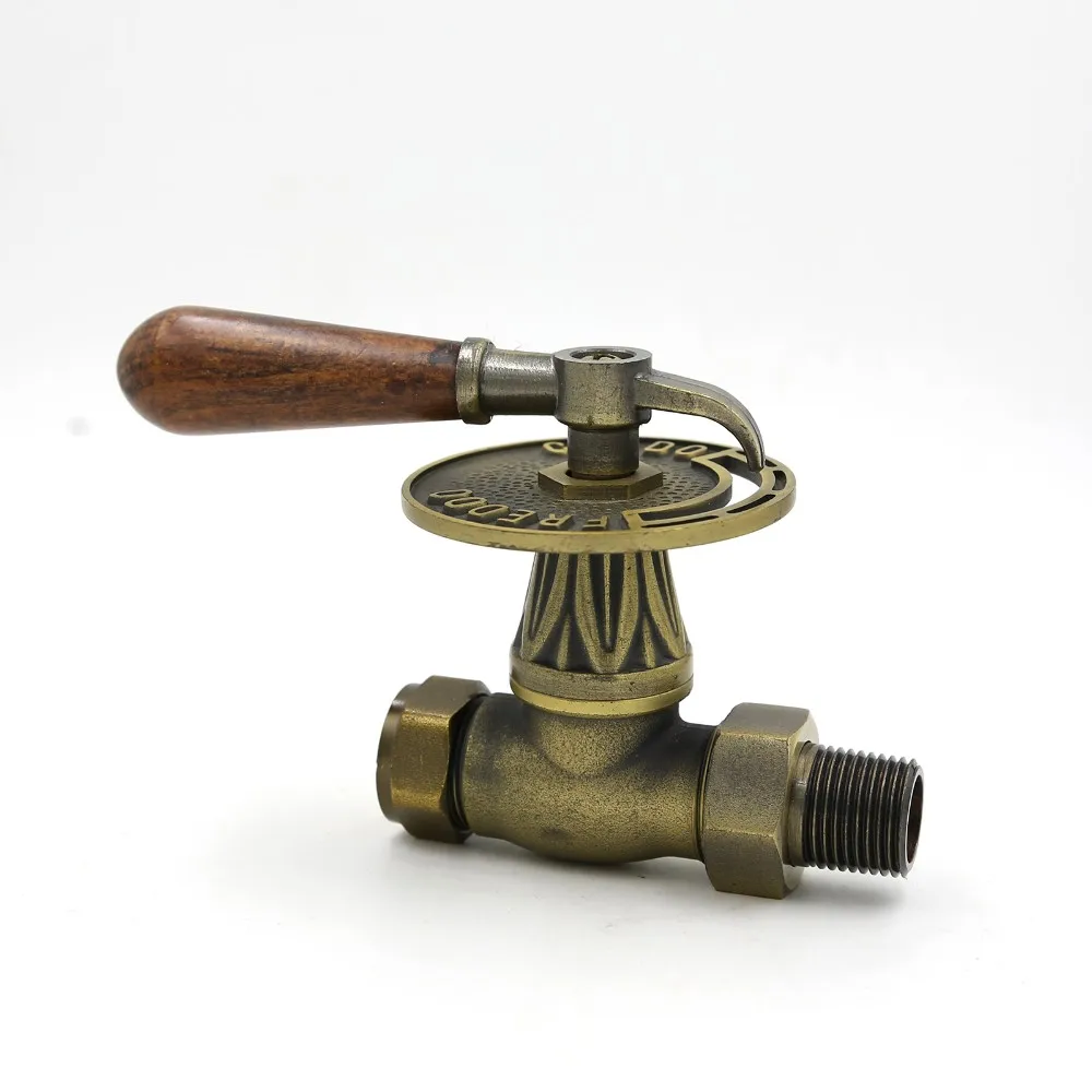 Wooden Handle Straight Antique Brass Cast Iron Radiator Traditional