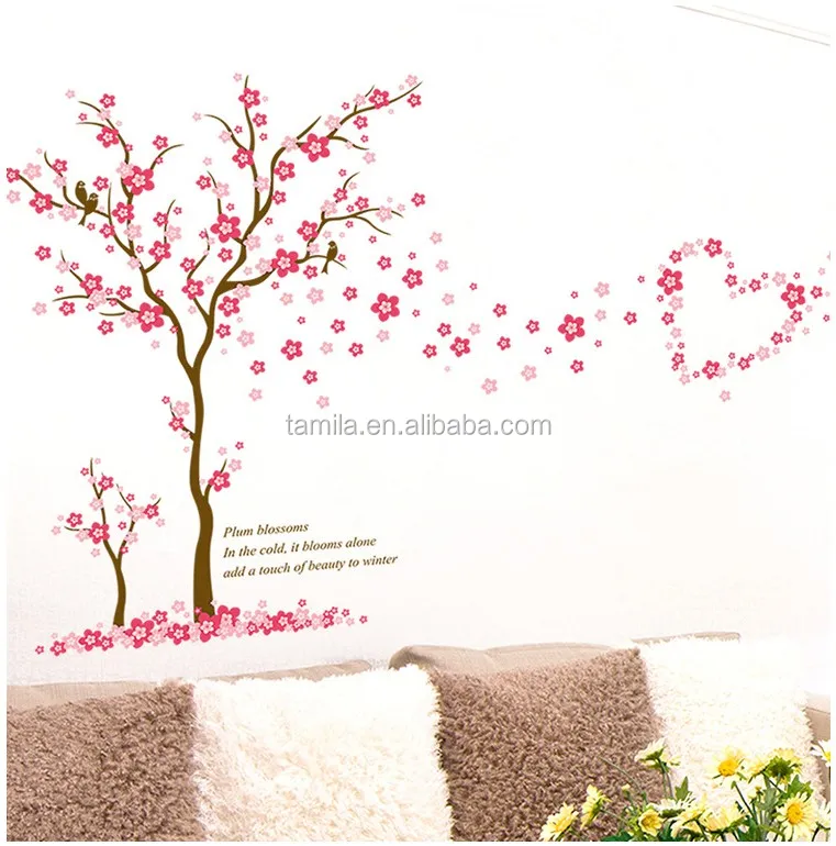 Kartun Pecinta Romantis Bunga Sakura Stiker Dinding Dekorasi Baru