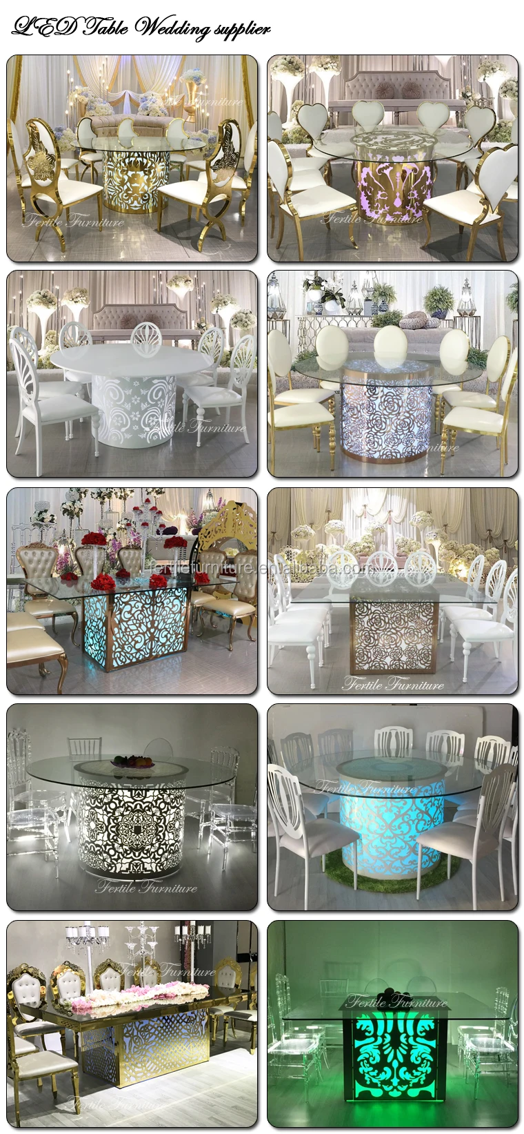 Tempered Glass Rectangle Rechargeable Led Light Dining Room Tables