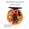 Free inspection waterproof CNC machined various color NVIS Aluminum super large arbor customer design fly fishing reel