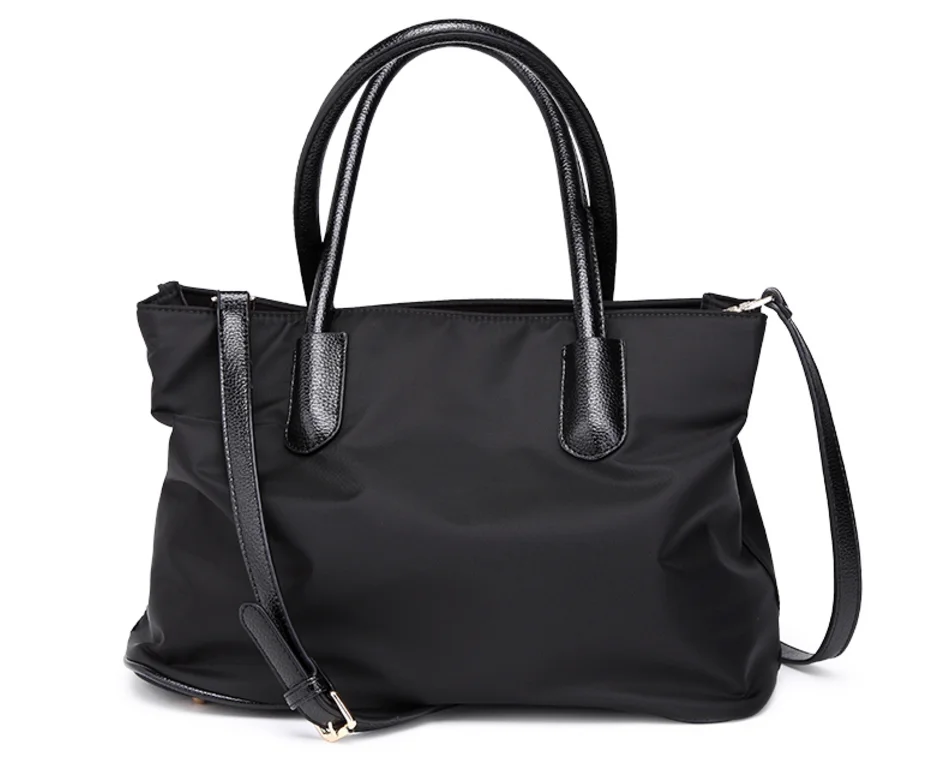 New Style Women Waterproof Nylon Oxford Material Leather Handle Handbag