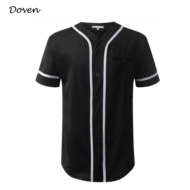 URBANCREWS Mens Hipster Hip Hop Button-Down Baseball Jersey Short Sleeve Shirt