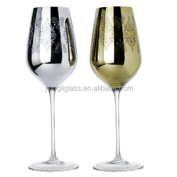 2015 Wholesale high quality red wine glass/ color Plating champagne glass cup for bar/ antique colored red wine glass cups