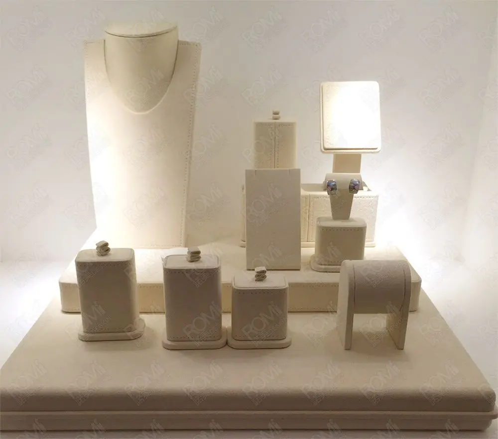 Newest Jewelry Window Display Set Wooden/suede Jewellery Display Buy Luxury Jewelry Displays