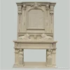 Chic Beige Marble Carved Lowes Double Fireplace Mantel Surrounds