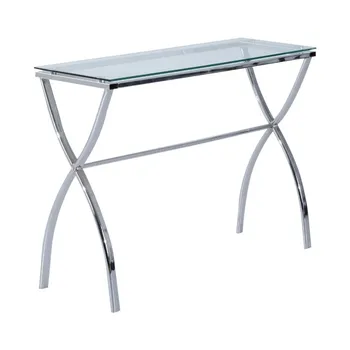 Contemporary Modern Chrome Glass Console Table For Entryway