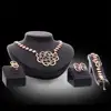 Artificial Pearls Jewelry Set Women Gold Color Wedding Flame African Bead Necklace Earrings Bracelet Ring Sets Party Celebration