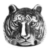 Bear Head 316L Stainless Steel Animal Rings Mans Tiger Jewelry Ring