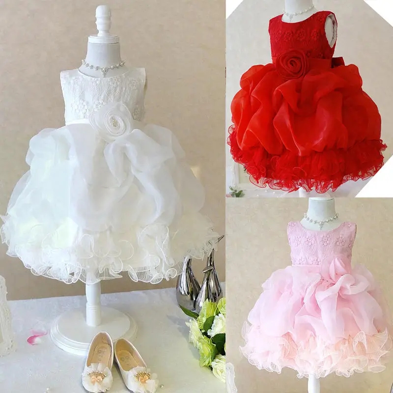 Xmas font b Fancy b font Baby Girls Tulle Flower Bridesmaid Gown Party Wedding font b