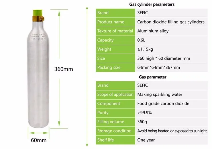 Eastcooler Food Grade Co2 Compatible 0.6 Liters Co2 Aluminum Tank ...