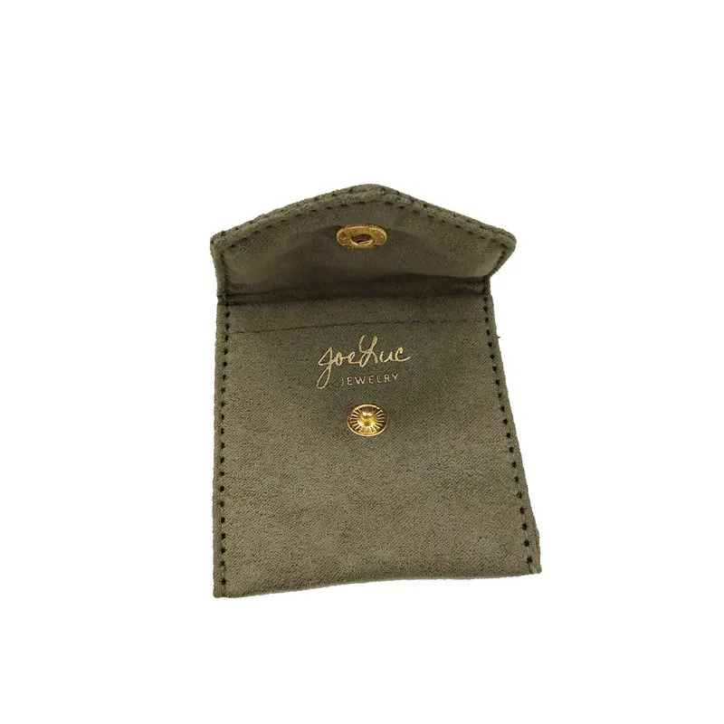 Wholesale Custom Small Suede Button Jewelry Pouch With Flap Buy