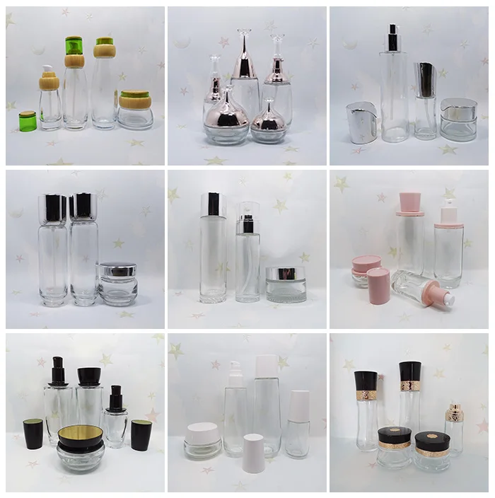 custom empty metallic gold pump lid glass 60ml 100ml cosmetic pump bottle