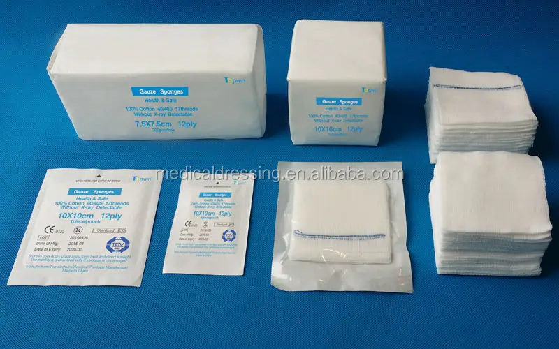 Compress Gauze Swabs 10cm X 10cm With X-ray Thread,Surgical Swab - Buy ...