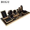 Bamboo wood PU leather jewelry counter display props ring earrings jewelry frame jade window display sets
