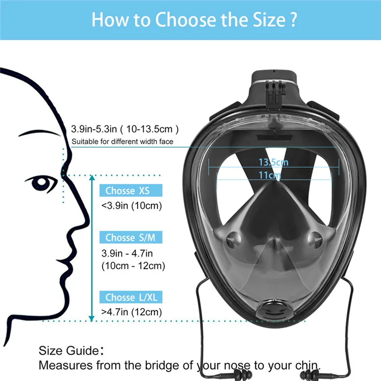 AKL-002 Hot sale rubber strap professional scuba diving mask with anti-skid ring earplugs