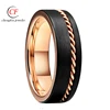 Loop Rose Gold 7mm Black Tungsten Carbide Wedding Ring Band Brushed Surface For Unisex