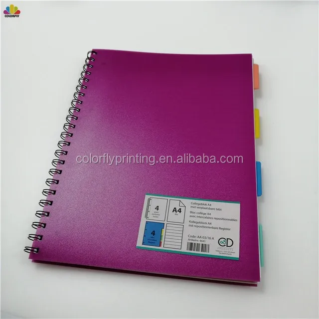 College Ruled Double Spiral Notebook Multi Subject Notebook 4 Subject
