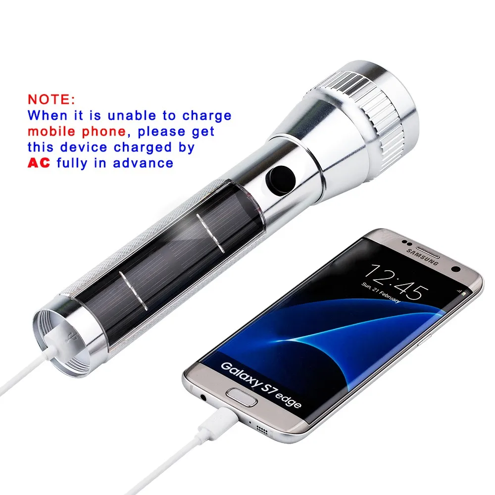 Sun Energy Led Flashlight With Backup Battery/solar Power Rechargeable