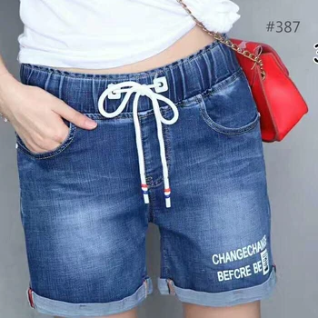 elastic waist jean shorts womens