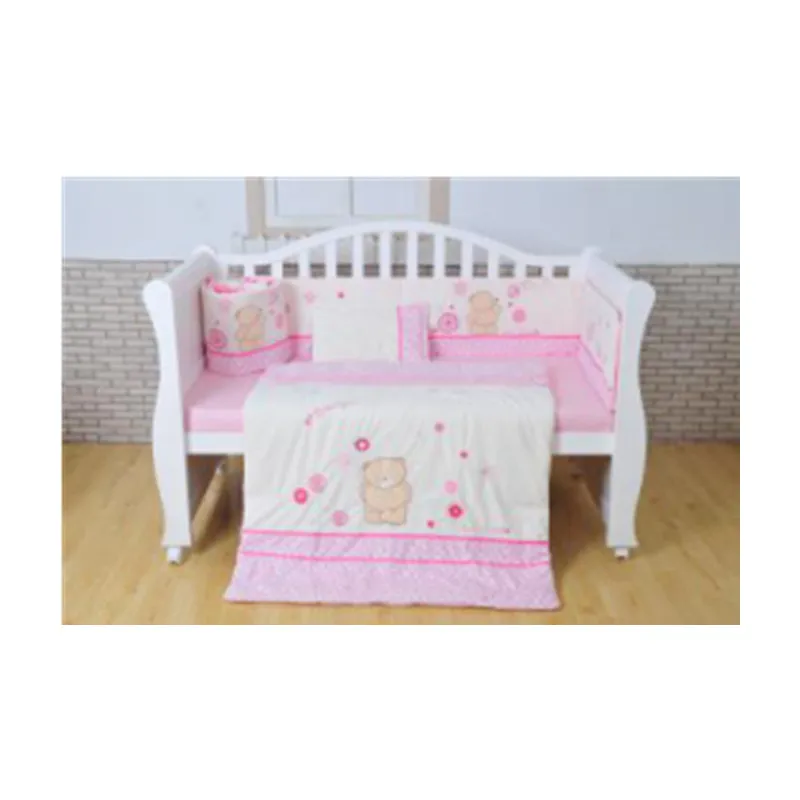 Pink Teddy Bear Soft Velour Baby Bedding Set Nursery Bedding