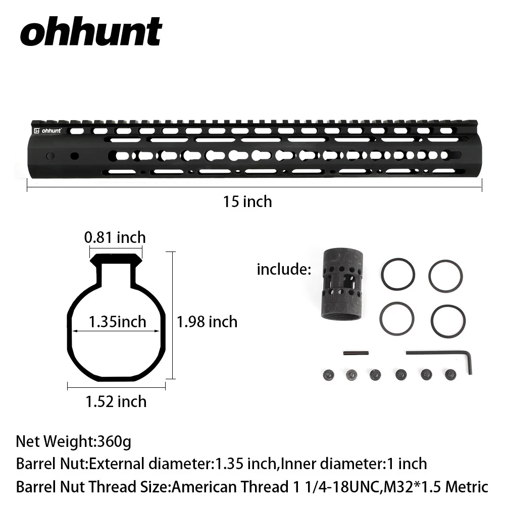 Ohhunt軽量15インチスーパースリムスタイルar15m4フリーフロートピカティニーレールキーモッドハンドガード スチールバレルナット付き Buy Keymod ハンドガード送料フロート ハンドガード Ar15 ハンドガード Product On Alibaba Com