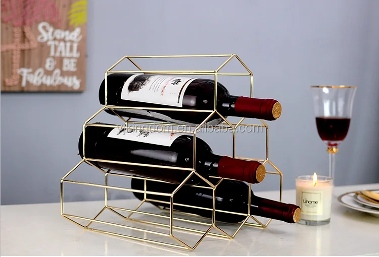 Oem 55010a Household Creative Shape Gold Metal Wine Rack With Opener Available Buy