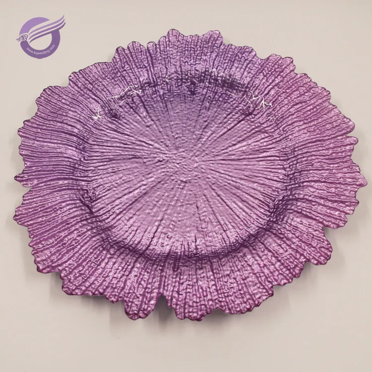 Pz29000 Fancy Purple Sea Sponge Lavender Glass Charger Plate Buy