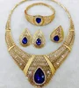 wholesales Necklace And Earring Jewelry Set royal blue rhinestone 180