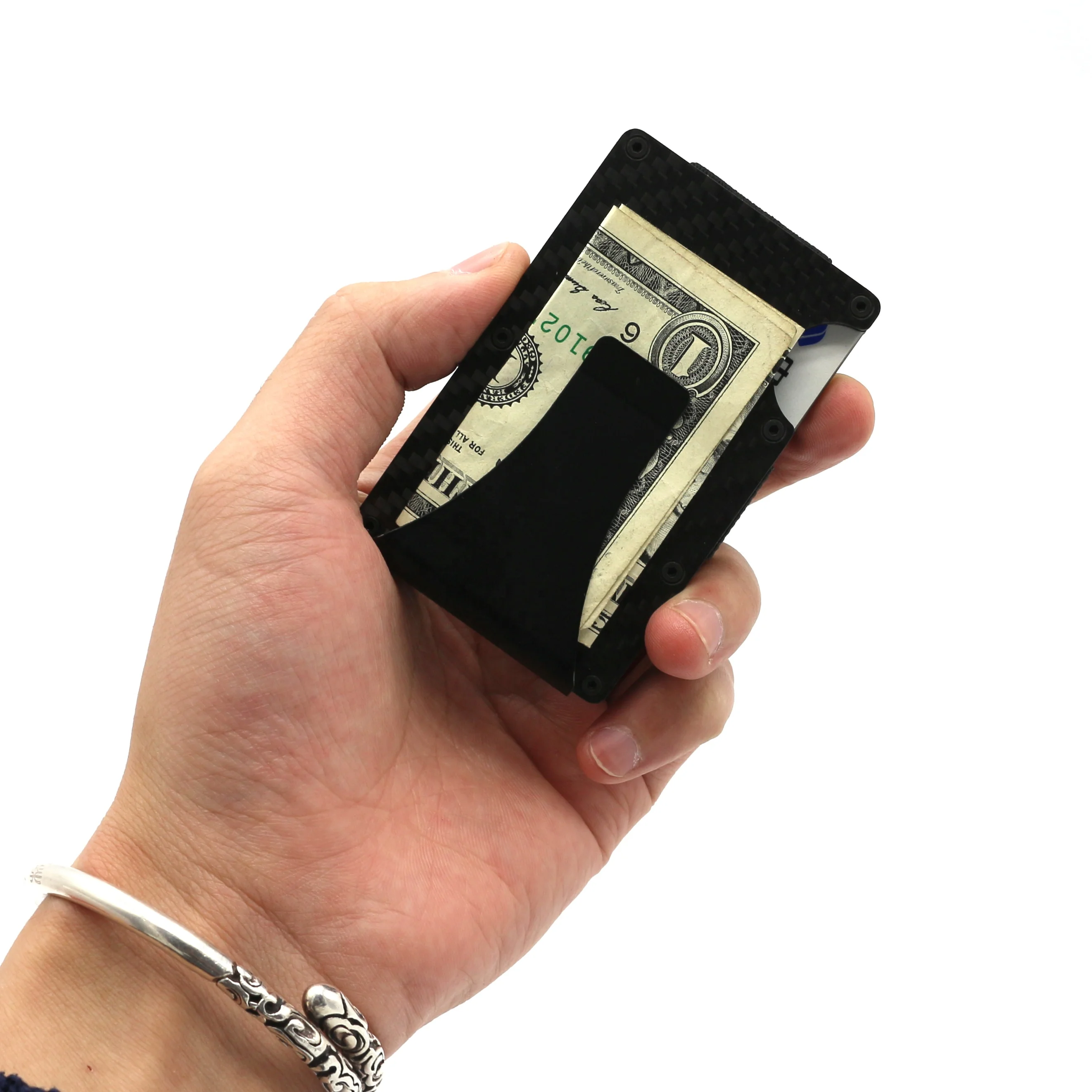 Carbon Fiber Slim Minimalist Front Pocket Arw Metal Money Clip Wallet Rfid Blocking Credit Card