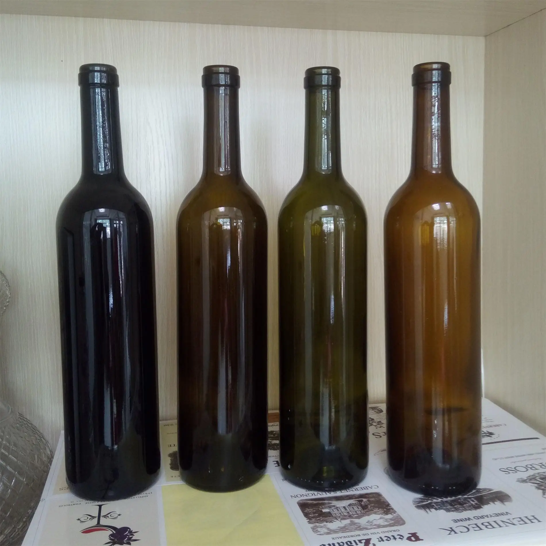 高品质 500毫升深绿色玻璃波尔多红葡萄酒玻璃瓶 - buy 酒瓶玻璃,酒杯