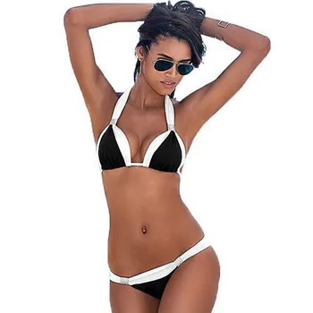 Ladies Sexy Two Color Patch Figure Clinging Bikini Swimsuit Sl Ladies Sexy Two Color Patch Figure Clinging Bikini Swimsuit Sl