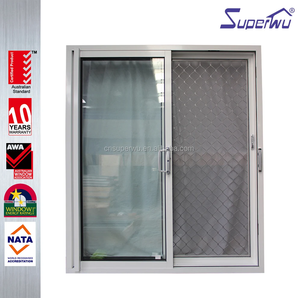 Aluminum white frame color sliding door double glazed with security  flyscreen best price