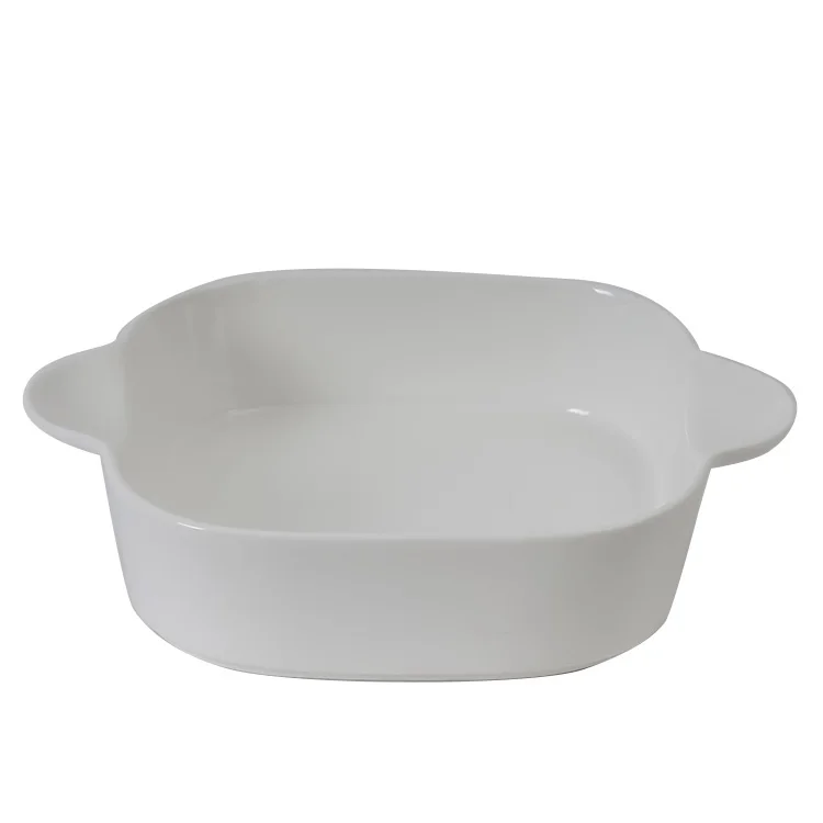 Oven safe bulk customize creamer white square porcelain baking pan for sale