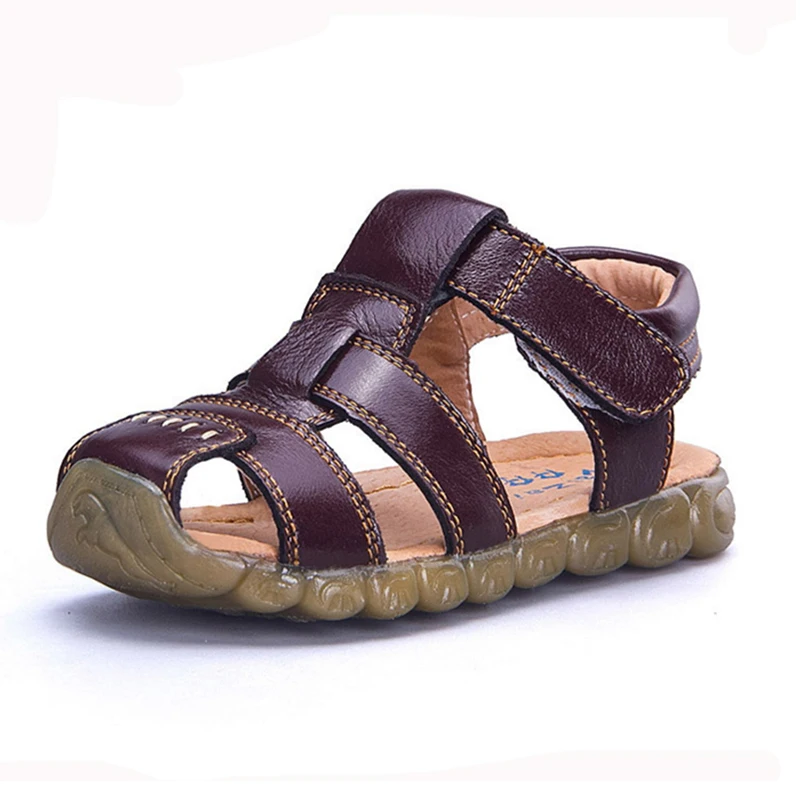 Children Shoes Genuine Leather Cowhide Sandals Half Hole Single Shoes Casual Comfortable Summer Paternity Style