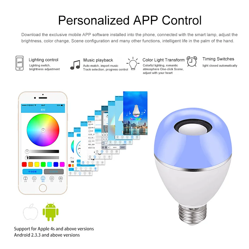 Smart Light App Control Music Bulb Lighting Wireless Wifi Rgbw Led