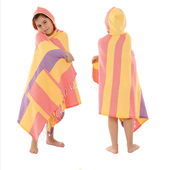 Personality Kids Poncho Towel Surf Kids Hooded Towel Custom Cotton Turkey Stripe Kids Back Pack supplier