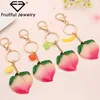 Hot Selling Resin Peach Charms Cute Peach Shaped Resin Fruit Key Chains